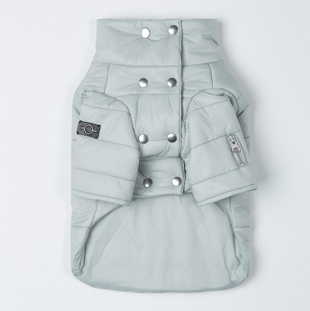 Double Button Puffer Jacket in Mint