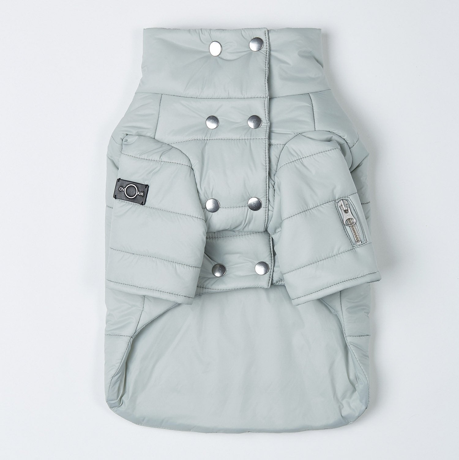 Double Button Puffer Jacket in Mint