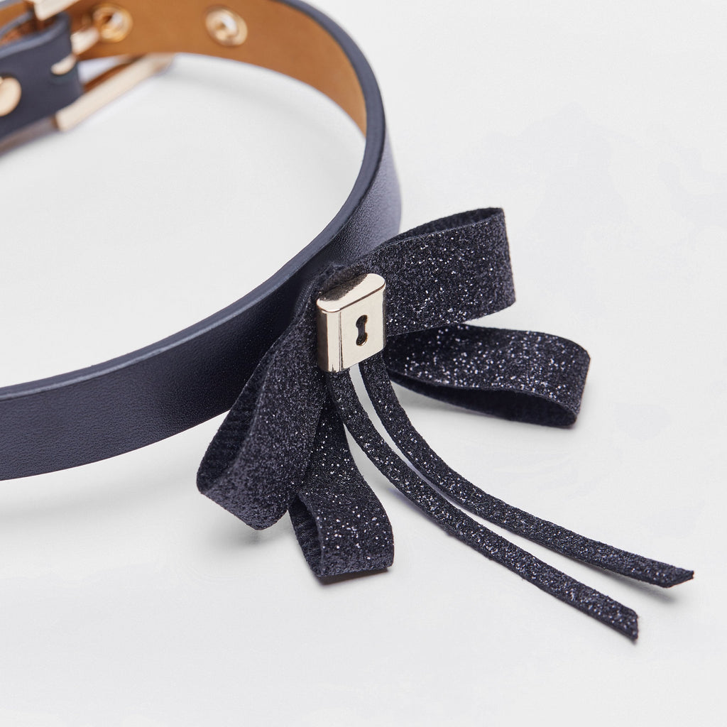 Black Bowknot Collar with Glitter Detail