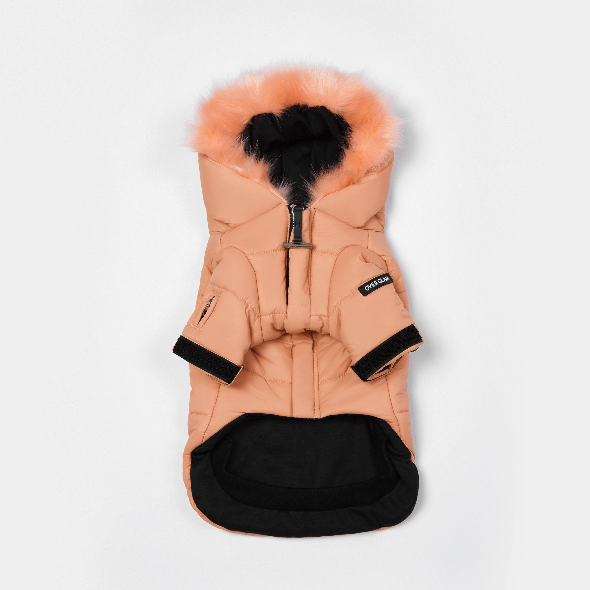 Faux Fur Zip Up Puffer Ski Jacket with Hood