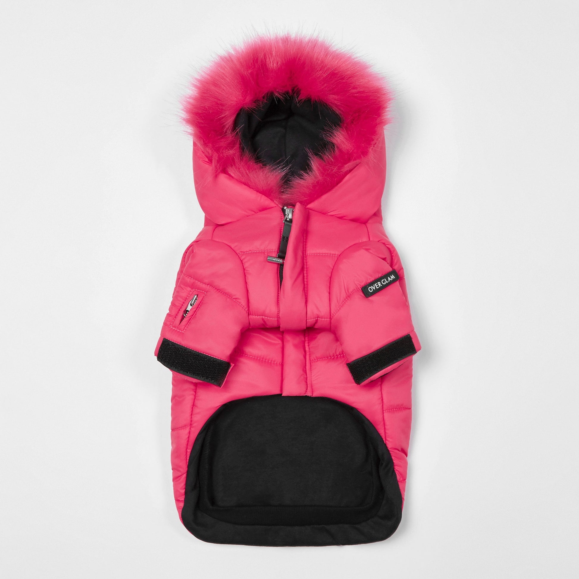 Faux Fur Zip Up Puffer Ski Jacket with Hood