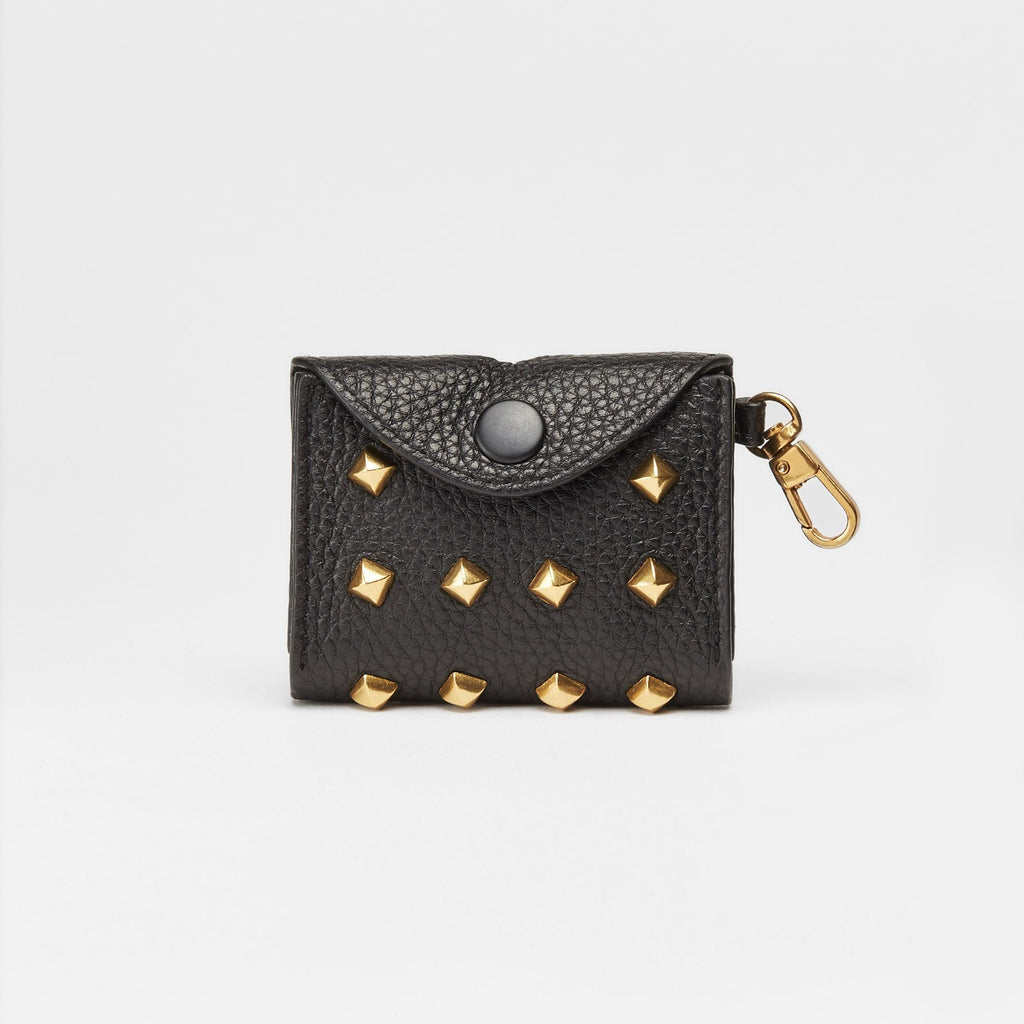 Golden Rivet Leather Pocket in Black