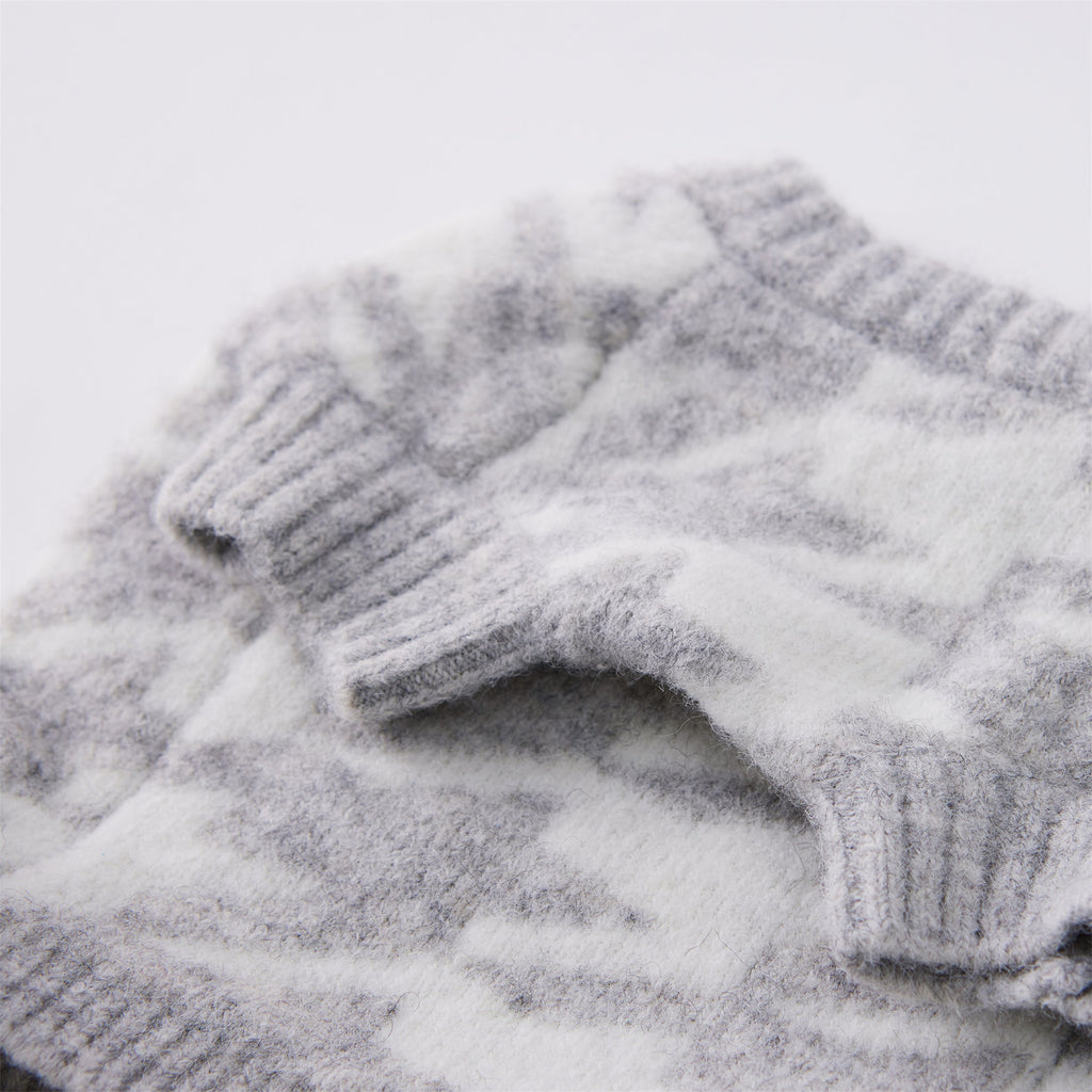 Houndstooth Jumper with Skirt in Grey