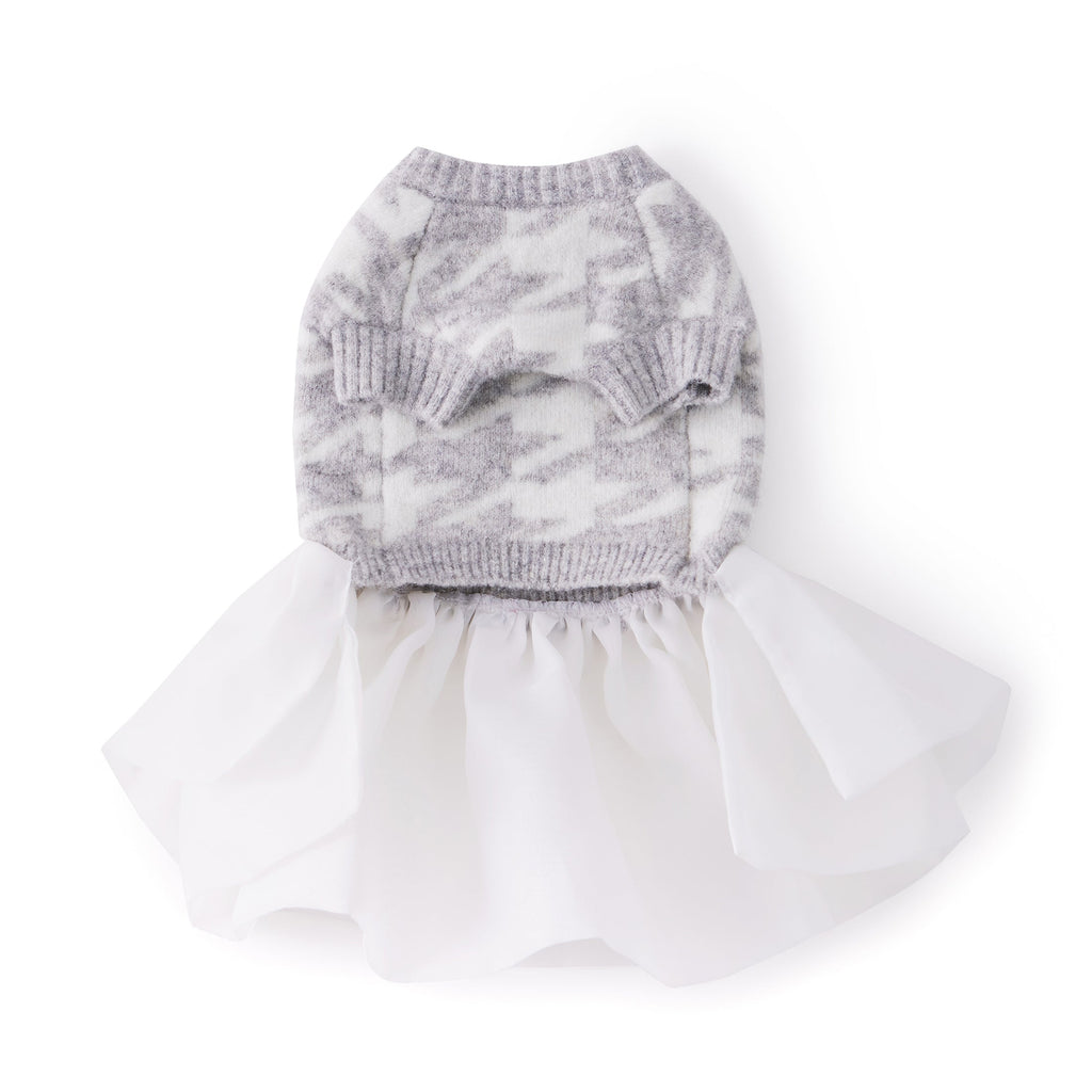 Houndstooth Jumper with Skirt in Grey