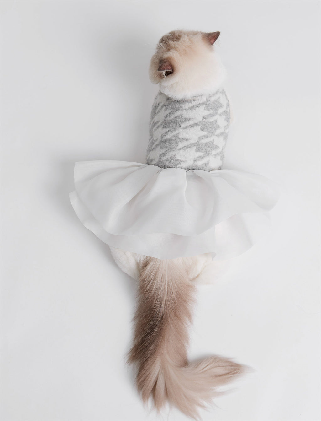 Houndstooth Jumper with Skirt in Grey