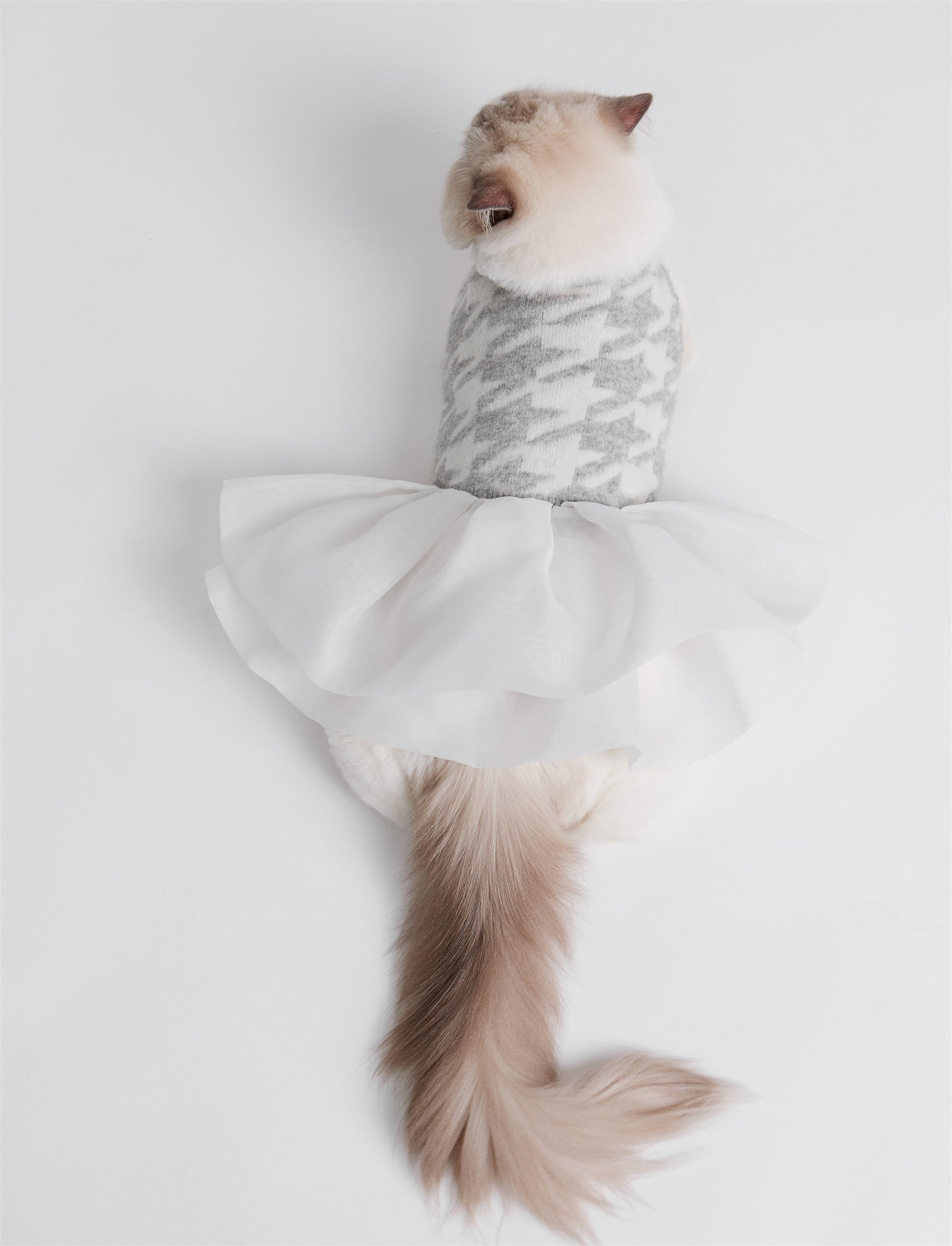 Houndstooth Jumper with Skirt in Grey