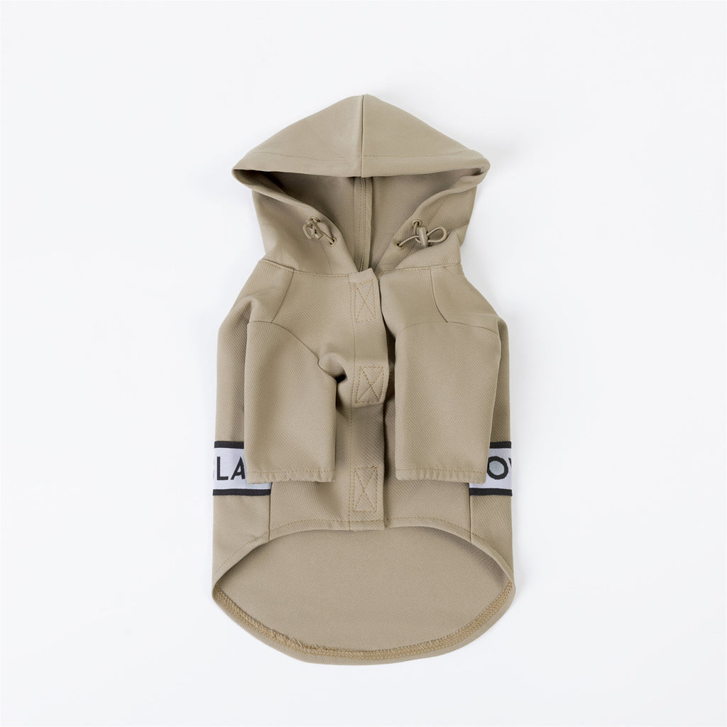 Khaki Ribbon Thin Coat with Harness Loop