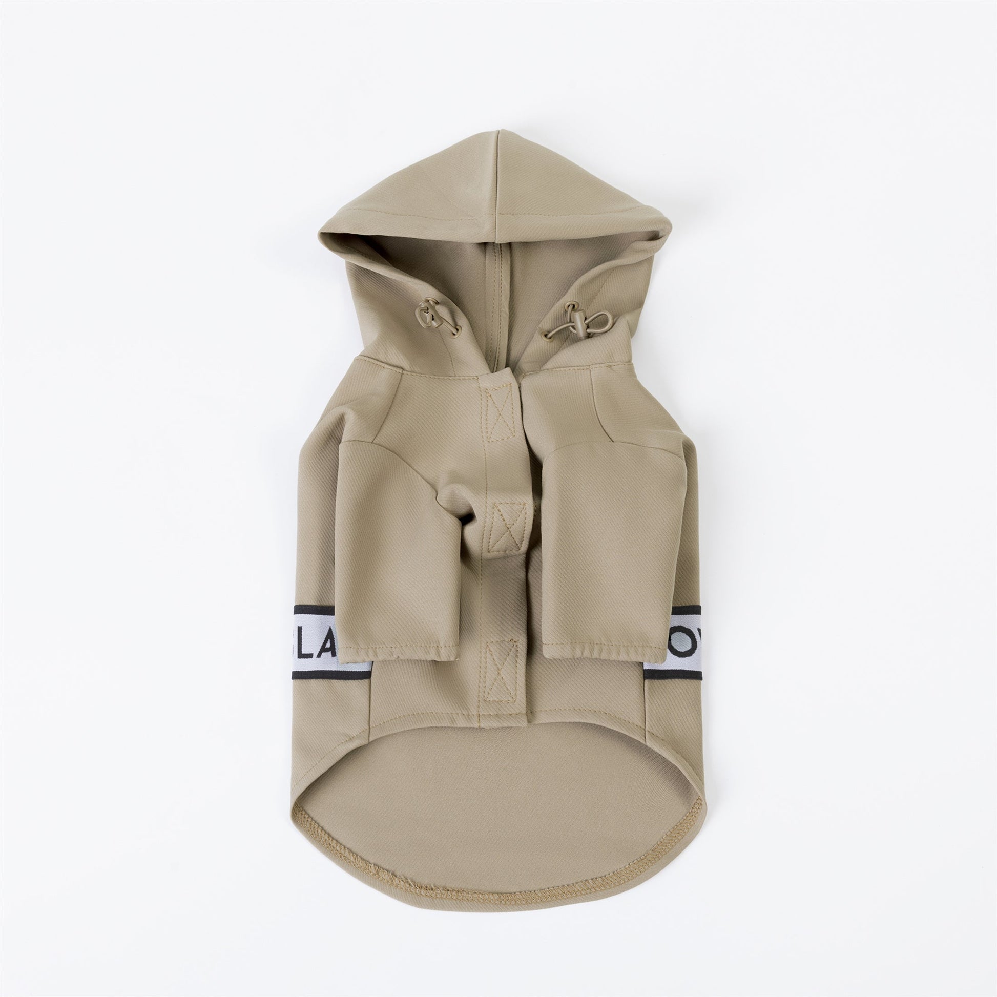 Khaki Ribbon Thin Coat with Harness Loop