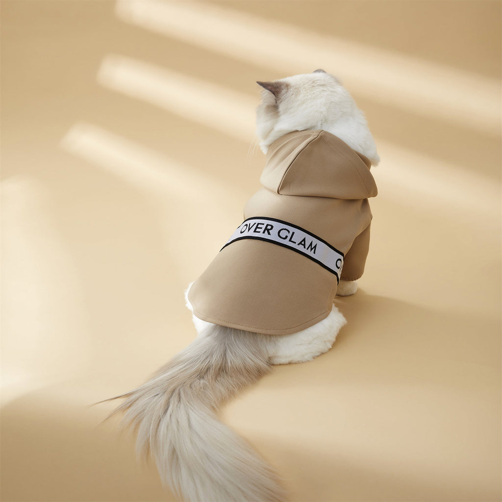 Khaki Ribbon Thin Coat with Harness Loop