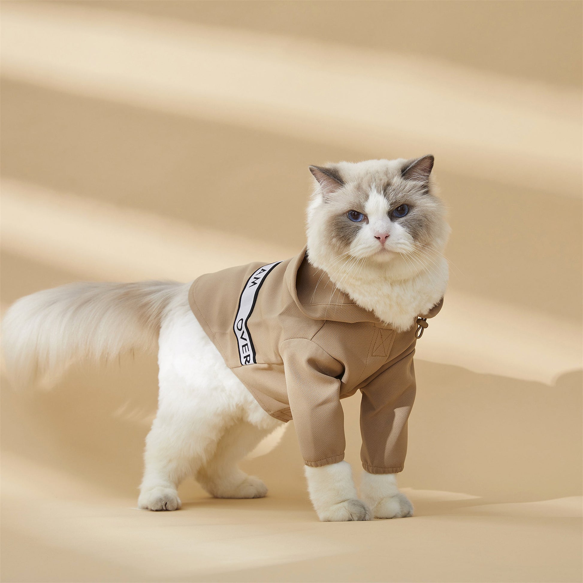Khaki Ribbon Thin Coat with Harness Loop