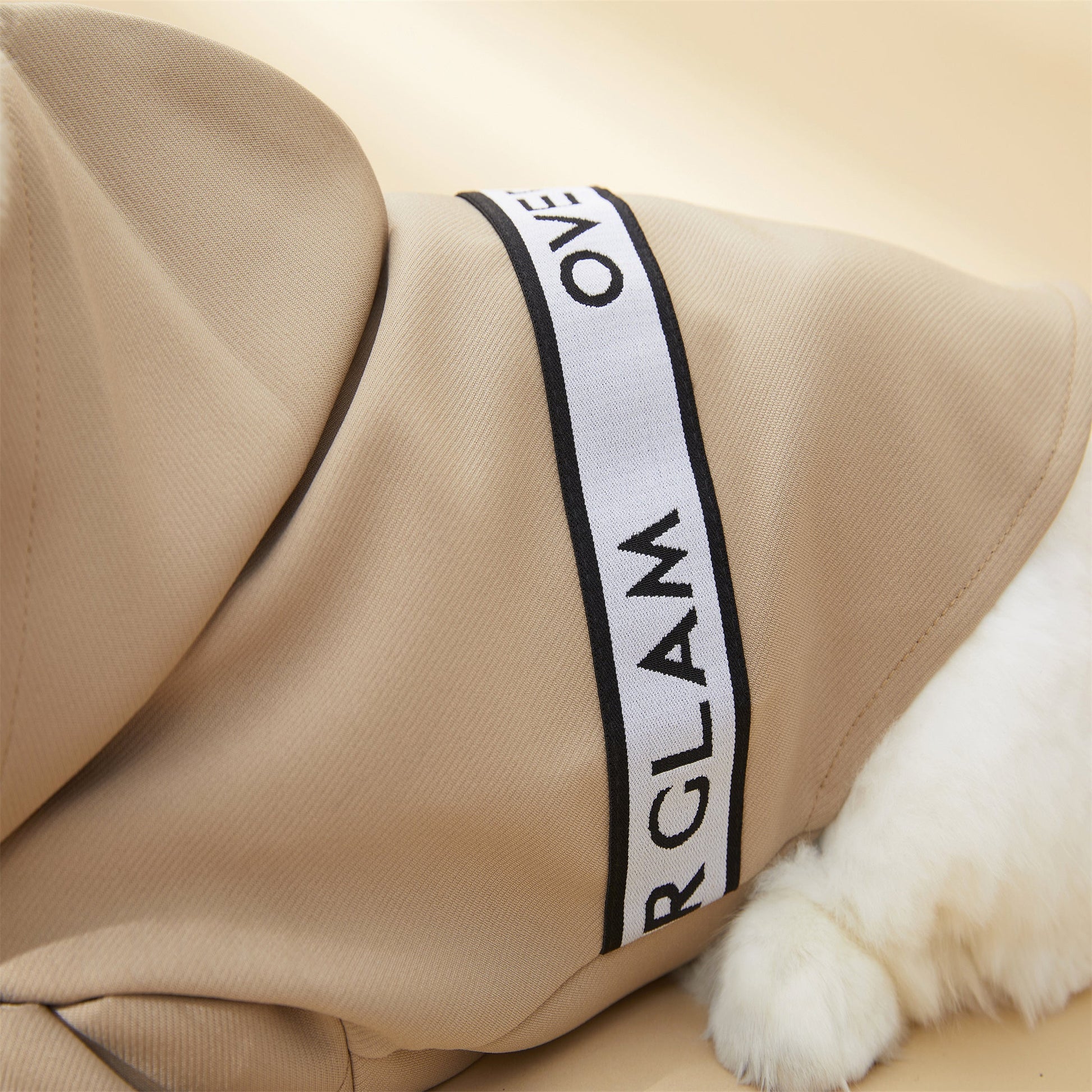 Khaki Ribbon Thin Coat with Harness Loop