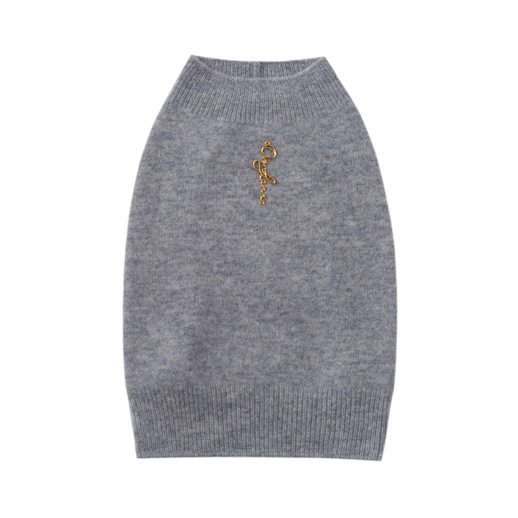 Sleeveless Wool Jumper with Golden Metal Logo