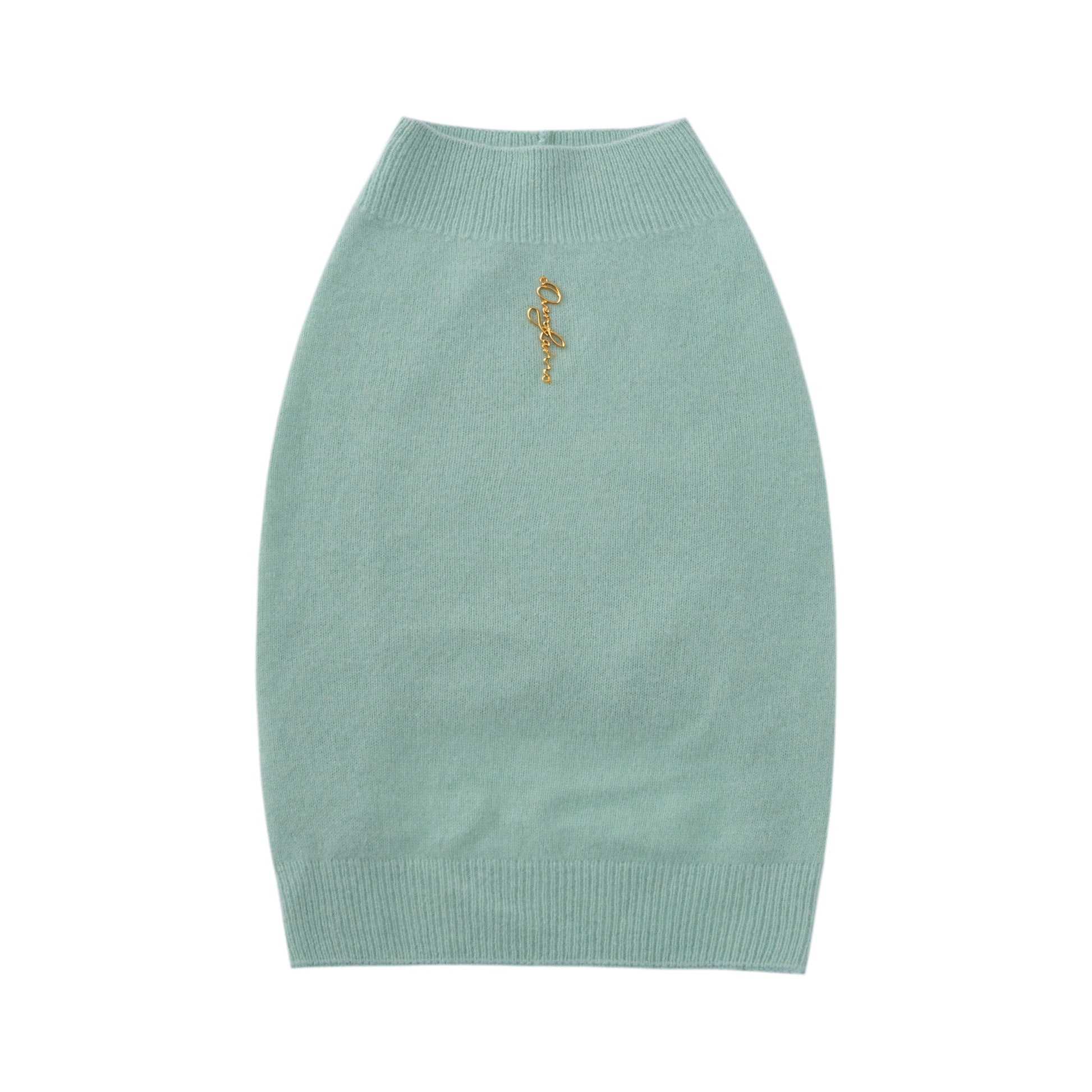 Sleeveless Wool Jumper with Golden Metal Logo