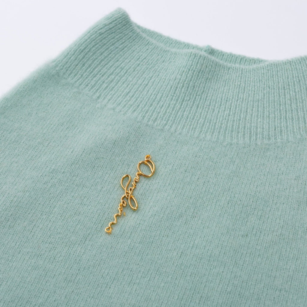 Sleeveless Wool Jumper with Golden Metal Logo