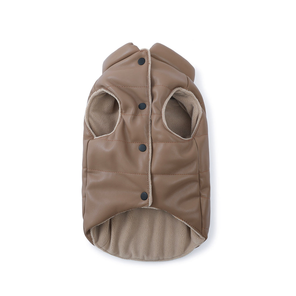 Sleeveless Leather Jacket with Harness Detail