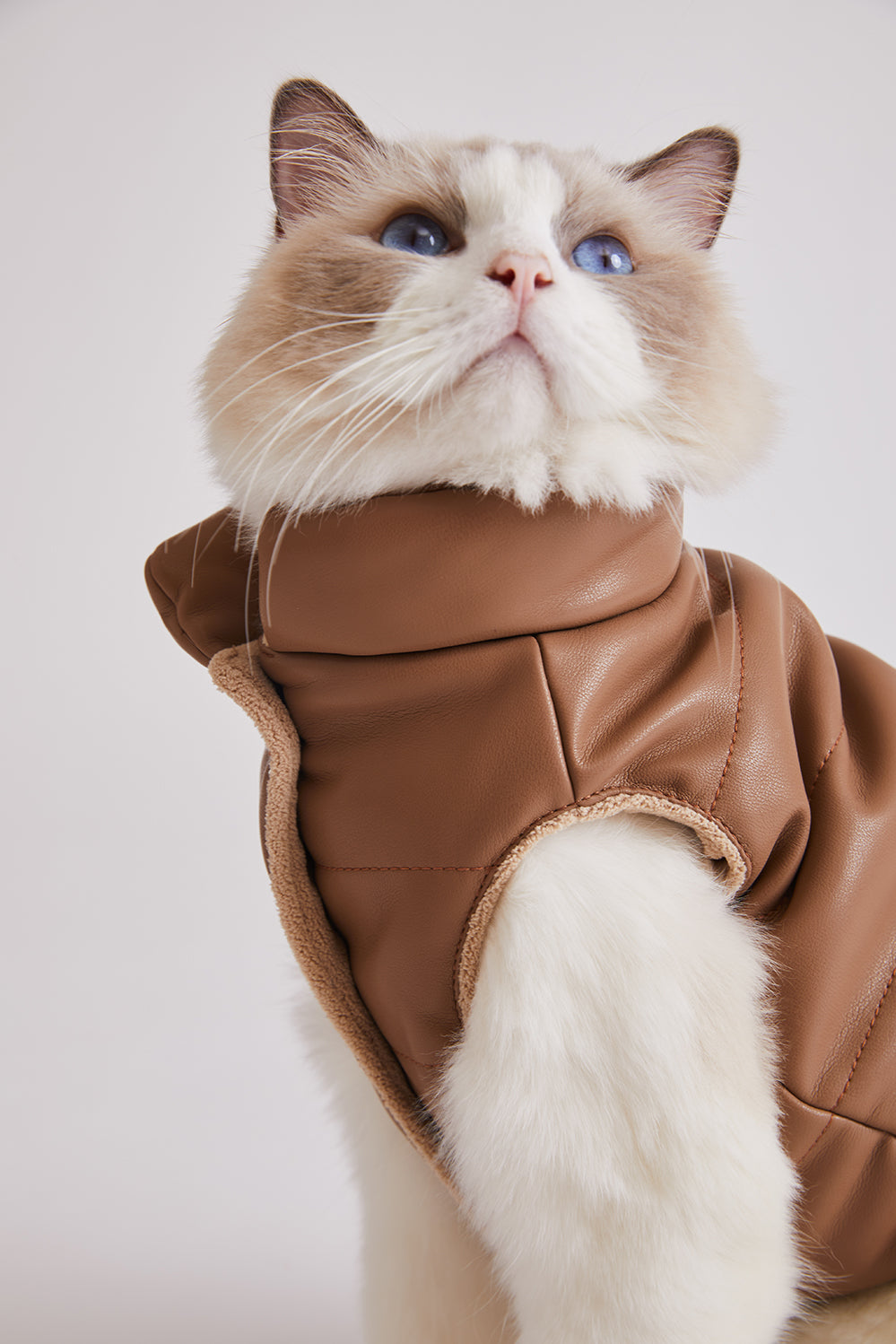 Sleeveless Leather Jacket with Harness Detail