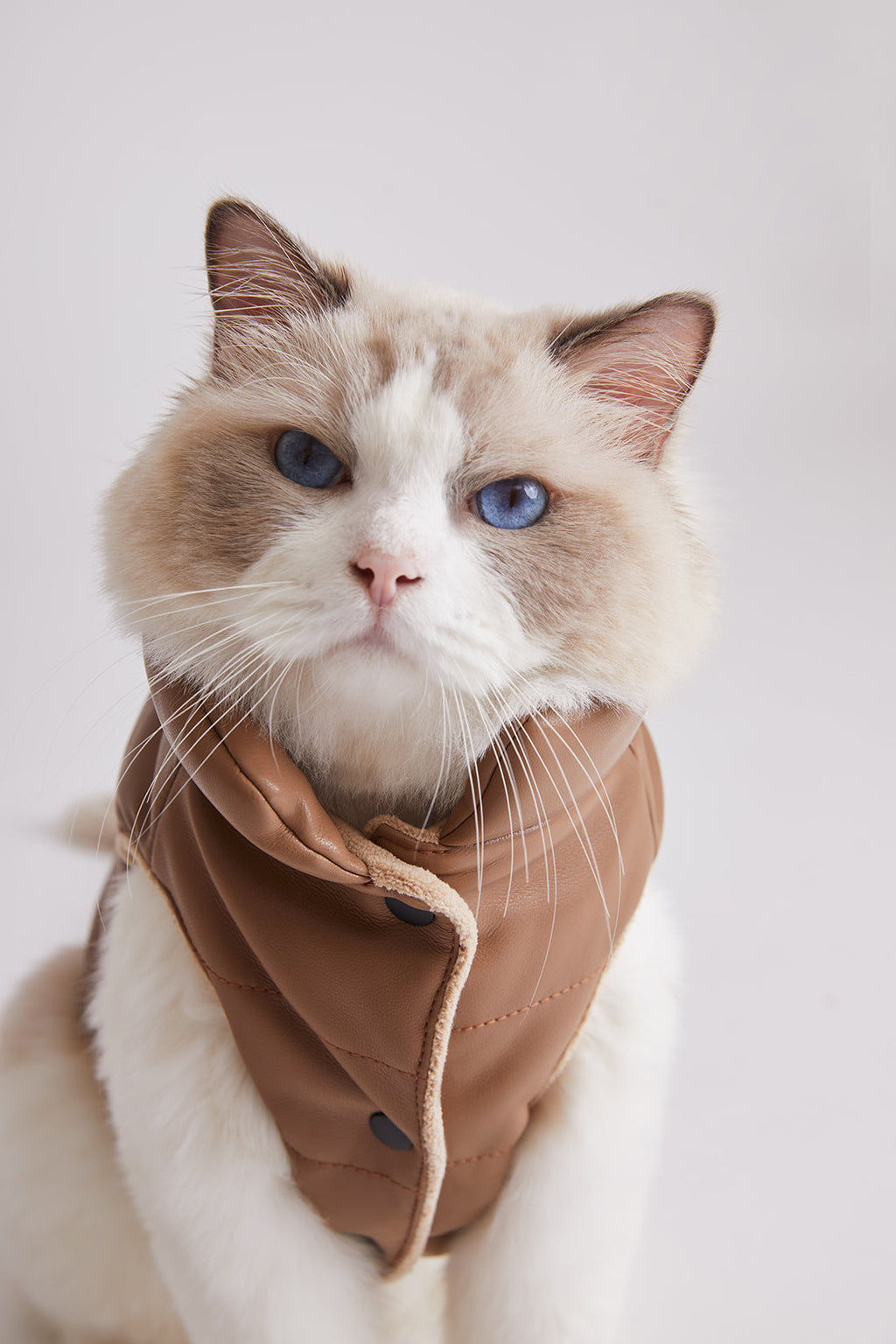 Sleeveless Leather Jacket with Harness Detail