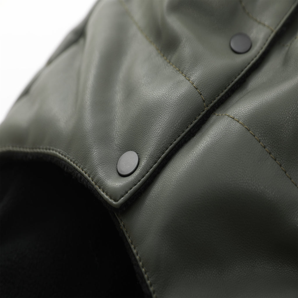 Sleeveless Leather Jacket with Harness Detail