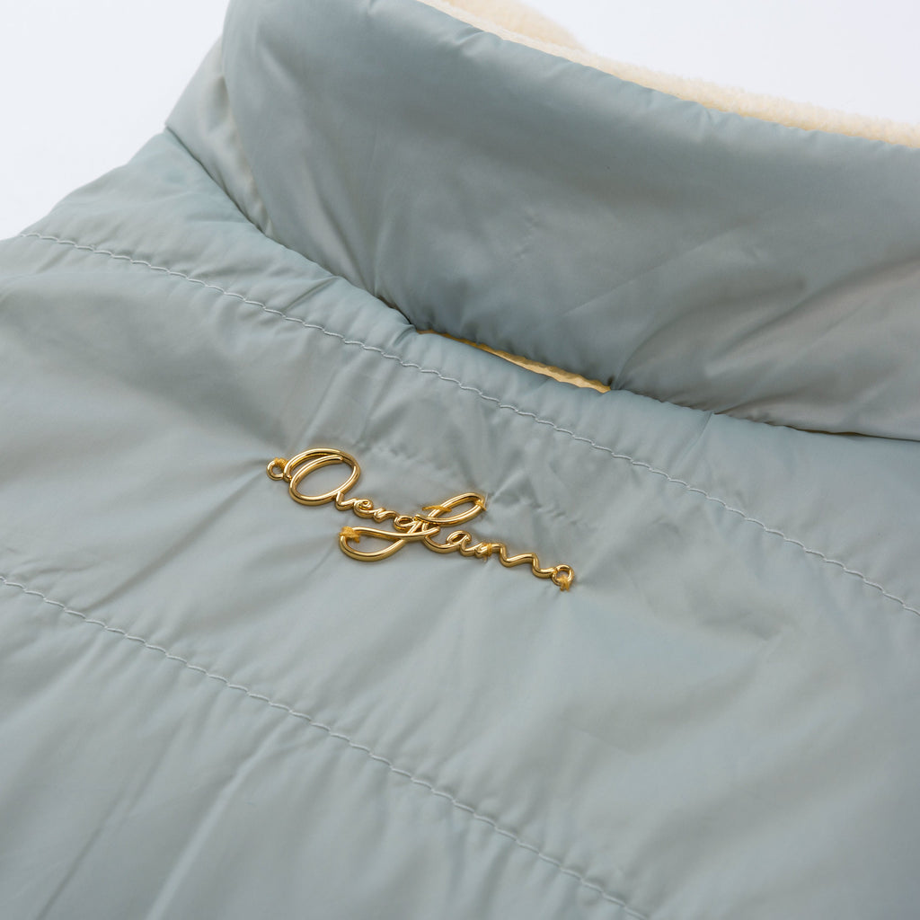 Sleeveless Puffer Jacket with Golden Logo