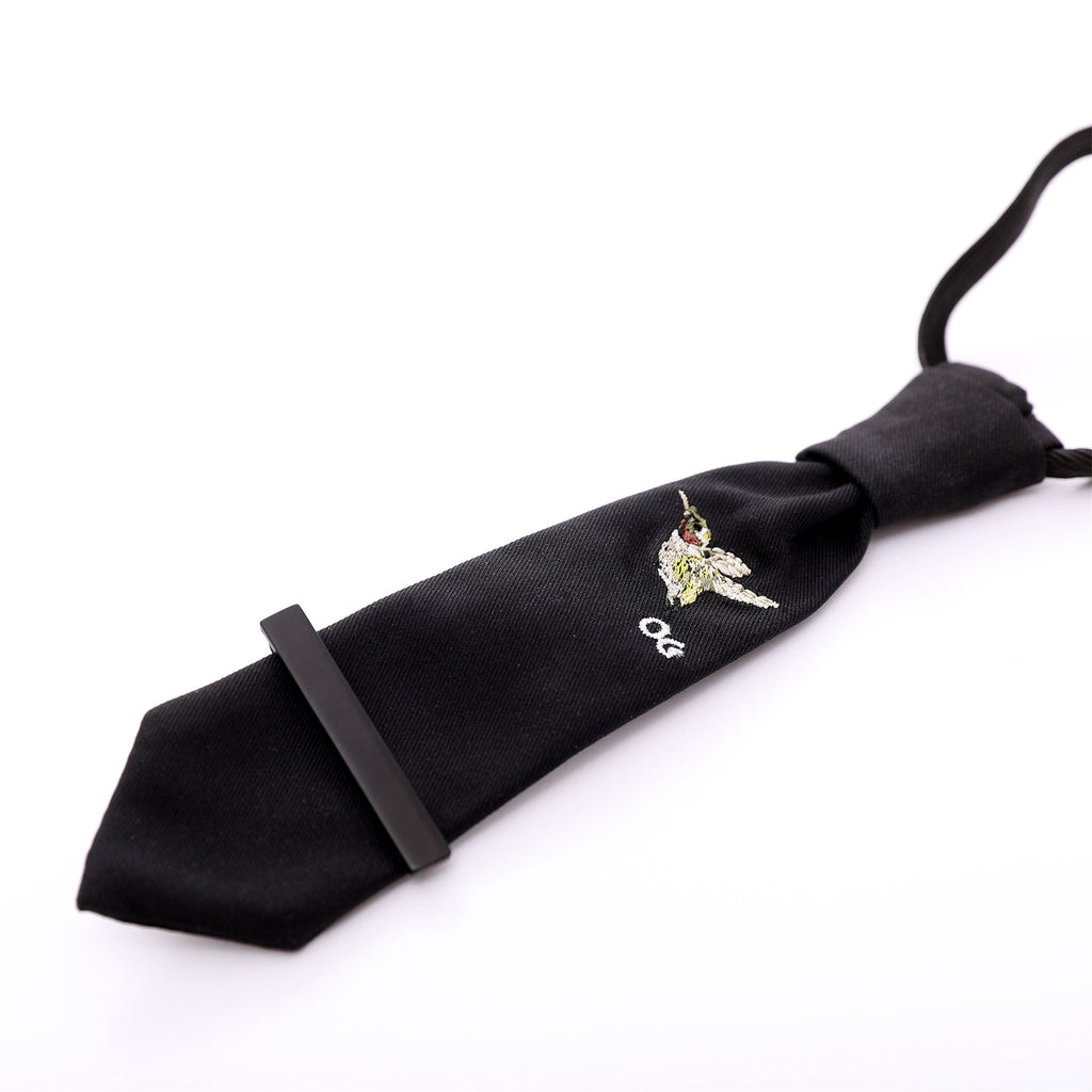 Necktie with Embroidered Bird and OG Initials