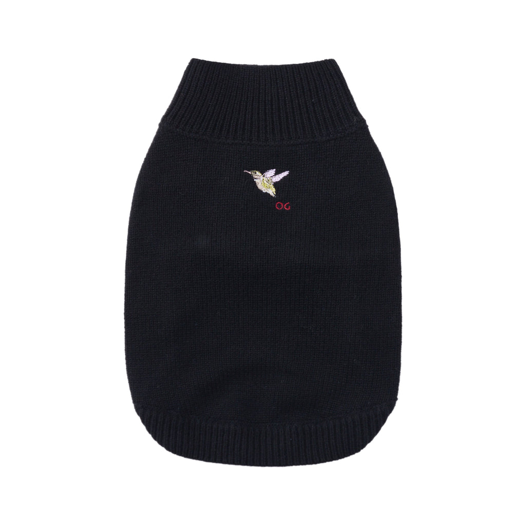 Turtleneck Long Sleeve Jumper with Embroidered Bird