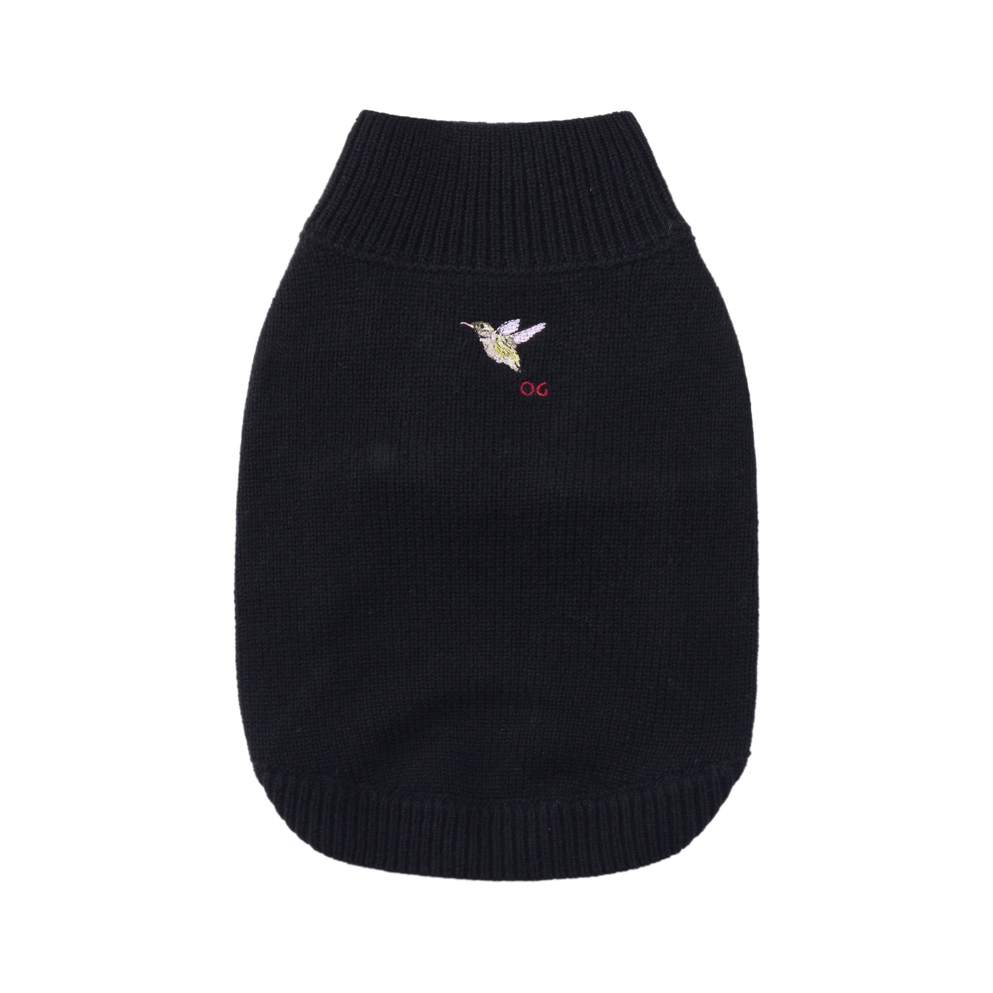 Turtleneck Long Sleeve Jumper with Embroidered Bird