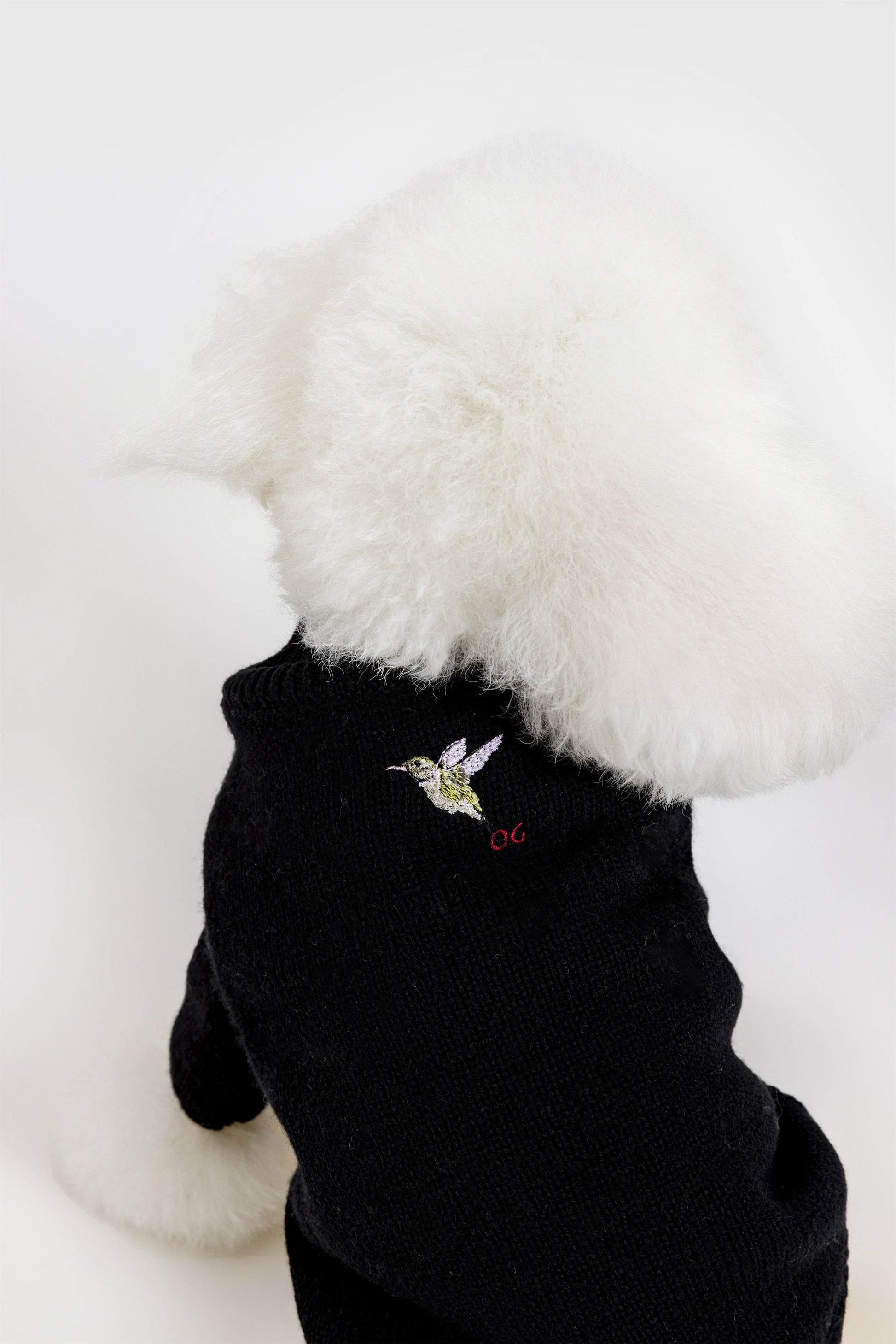 Turtleneck Long Sleeve Jumper with Embroidered Bird