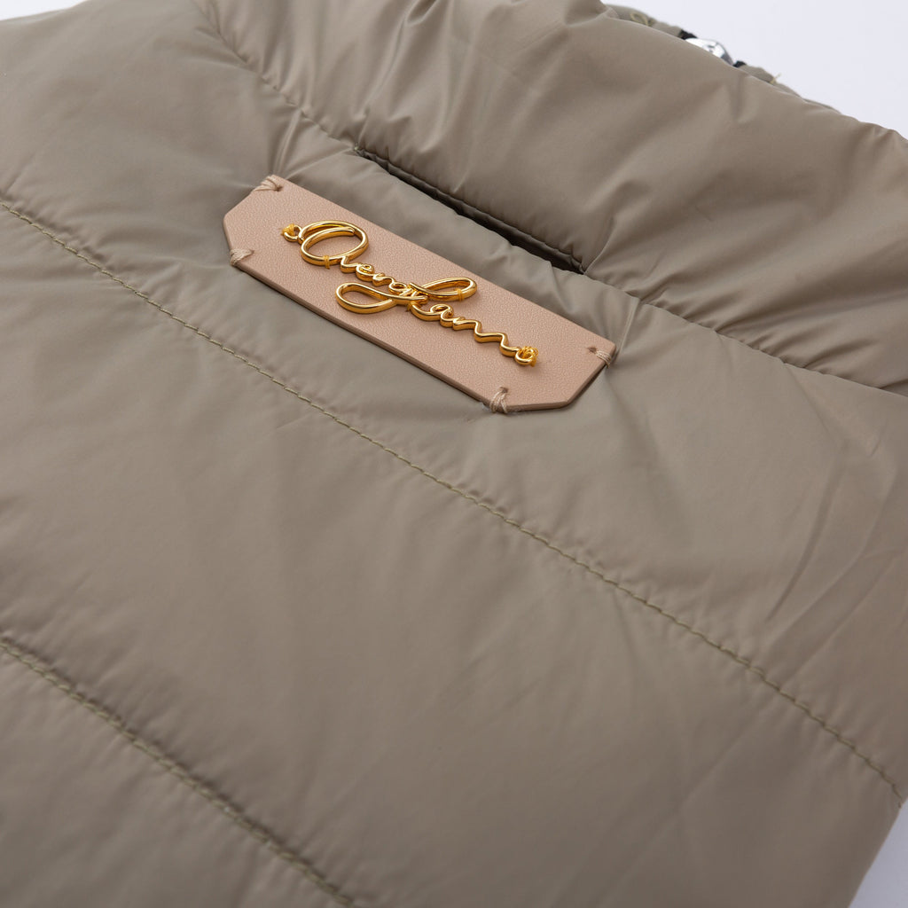 Zip Up Puffer Jacket with Golden Logo