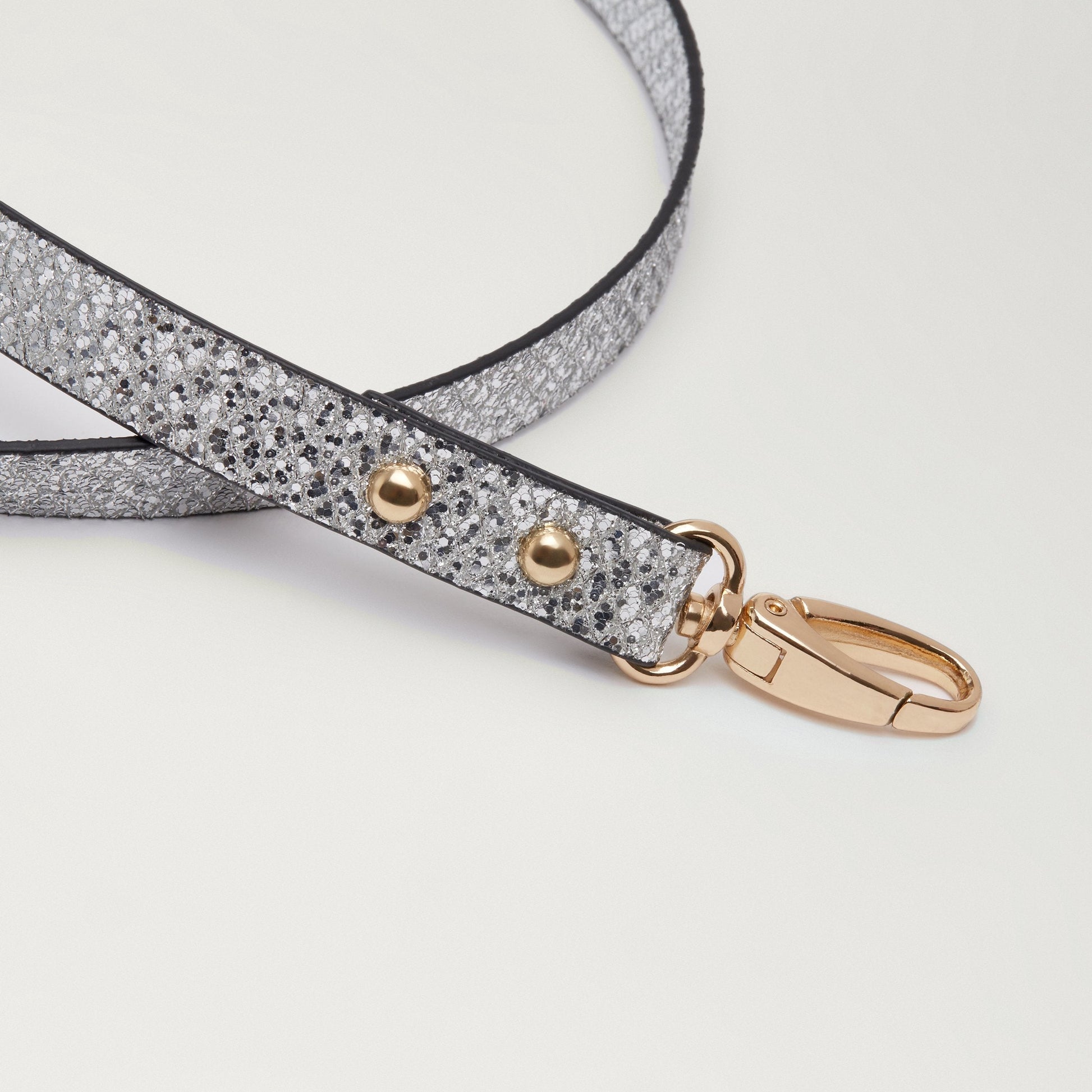 Glitter Lead in Shiny Silver or Studded Rose