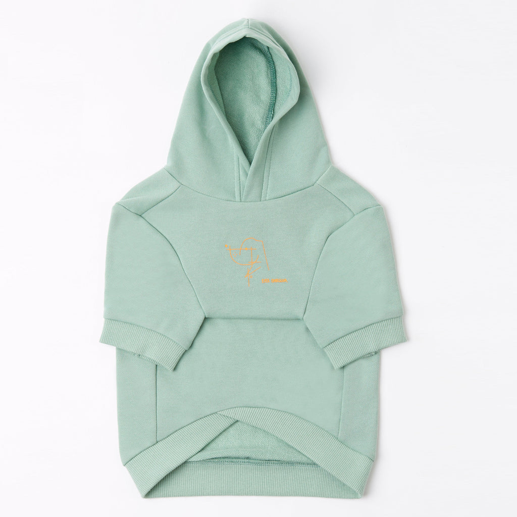 Stick Figure Hoodie in White and Mint Green