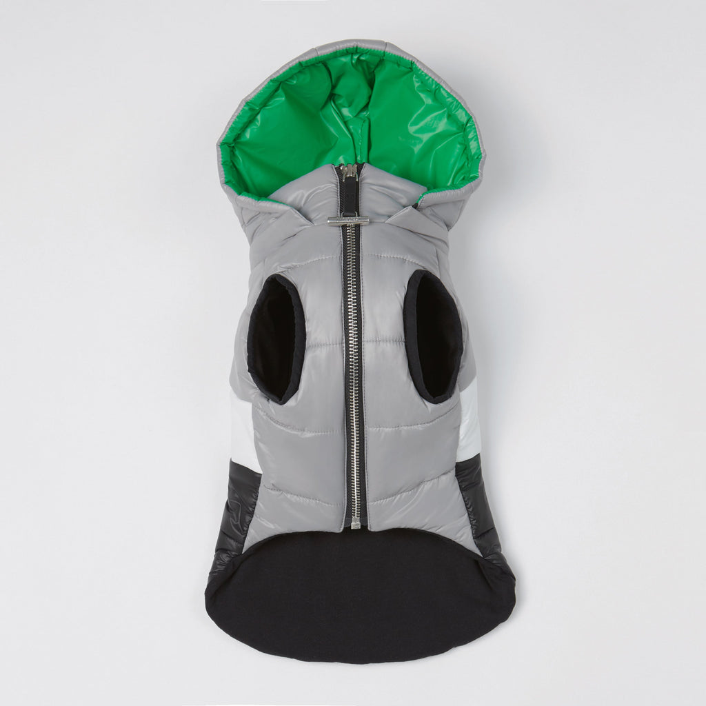 Sleeveless Puffer Jacket with Hood in Grey