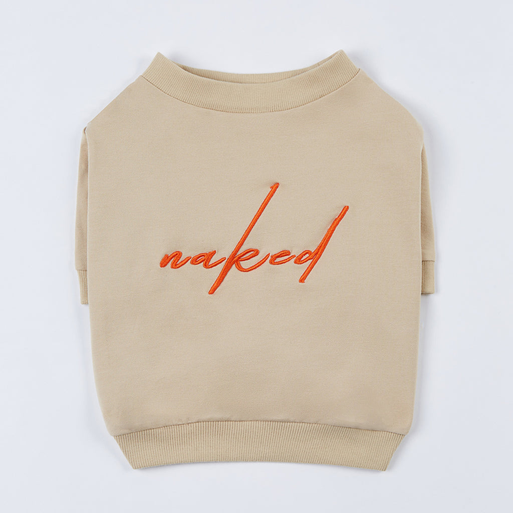 Naked Embroidered Sweatshirt in White and Apricot