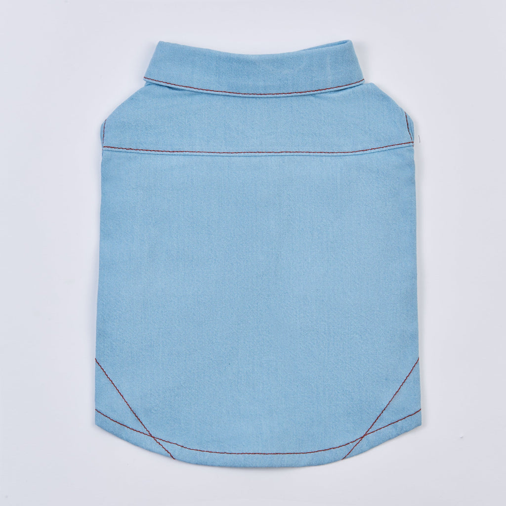 Top-Stitched Shirt (Blue)