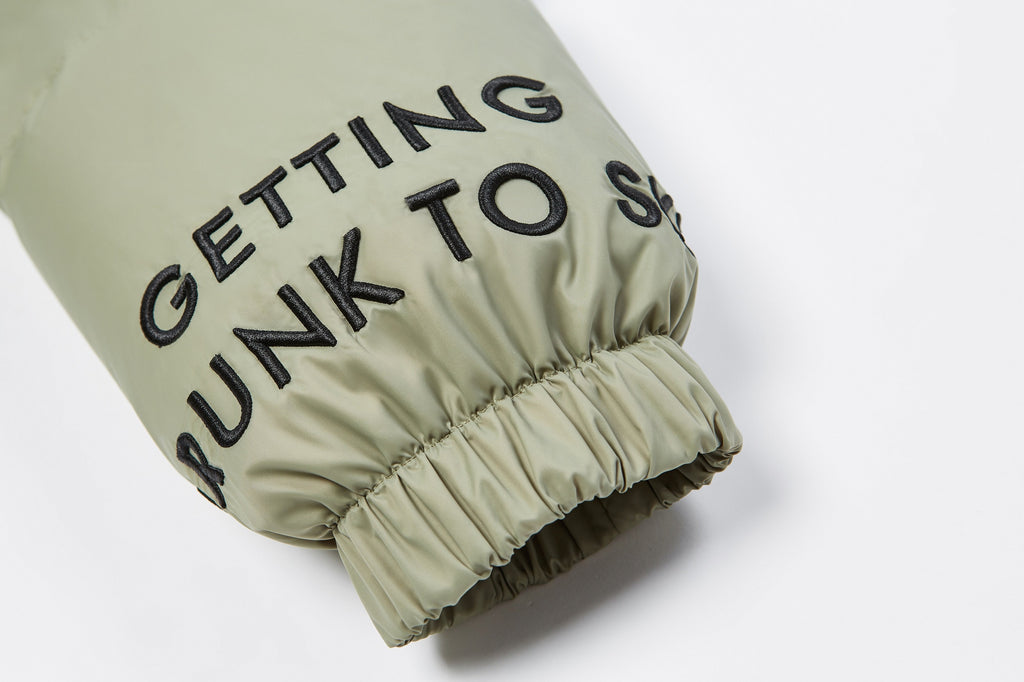 Green Zip Up Puffer Ski Jacket with Hood