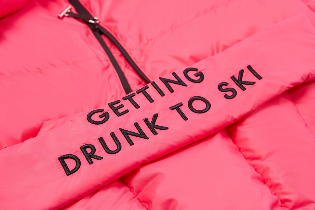 Rose Puffer Ski Jacket with Hood