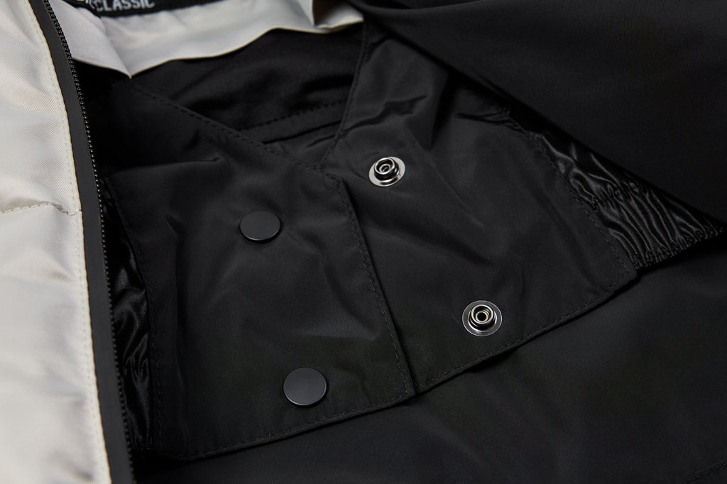 Silver Zip Up Puffer Ski Jacket with Hood