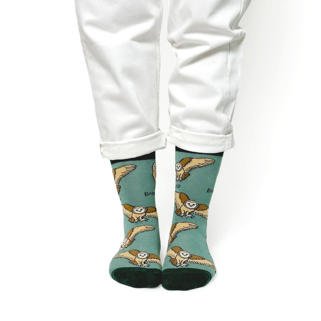 Save the Barn Owls Bamboo Socks in Olive Green