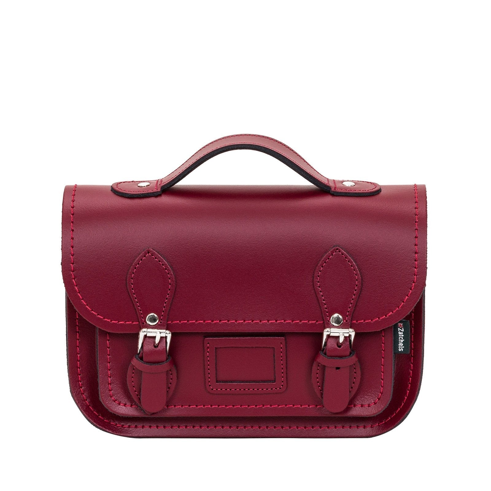 Leather Midi Satchel in Oxblood
