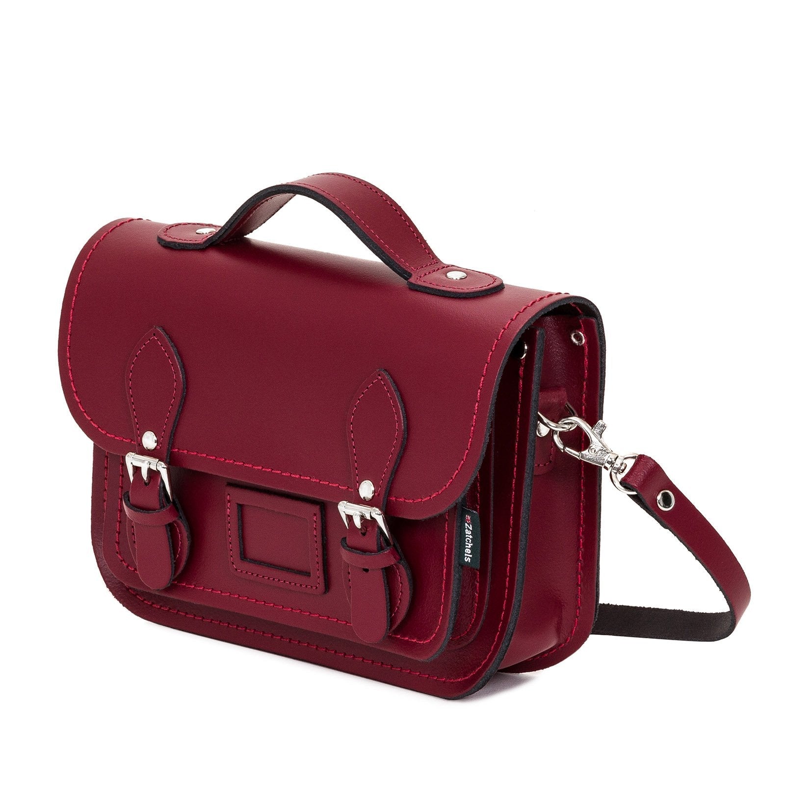 Leather Midi Satchel in Oxblood