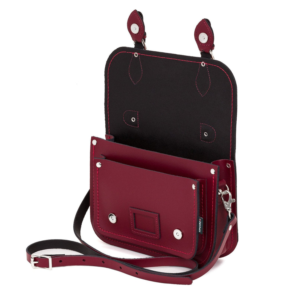Leather Midi Satchel in Oxblood