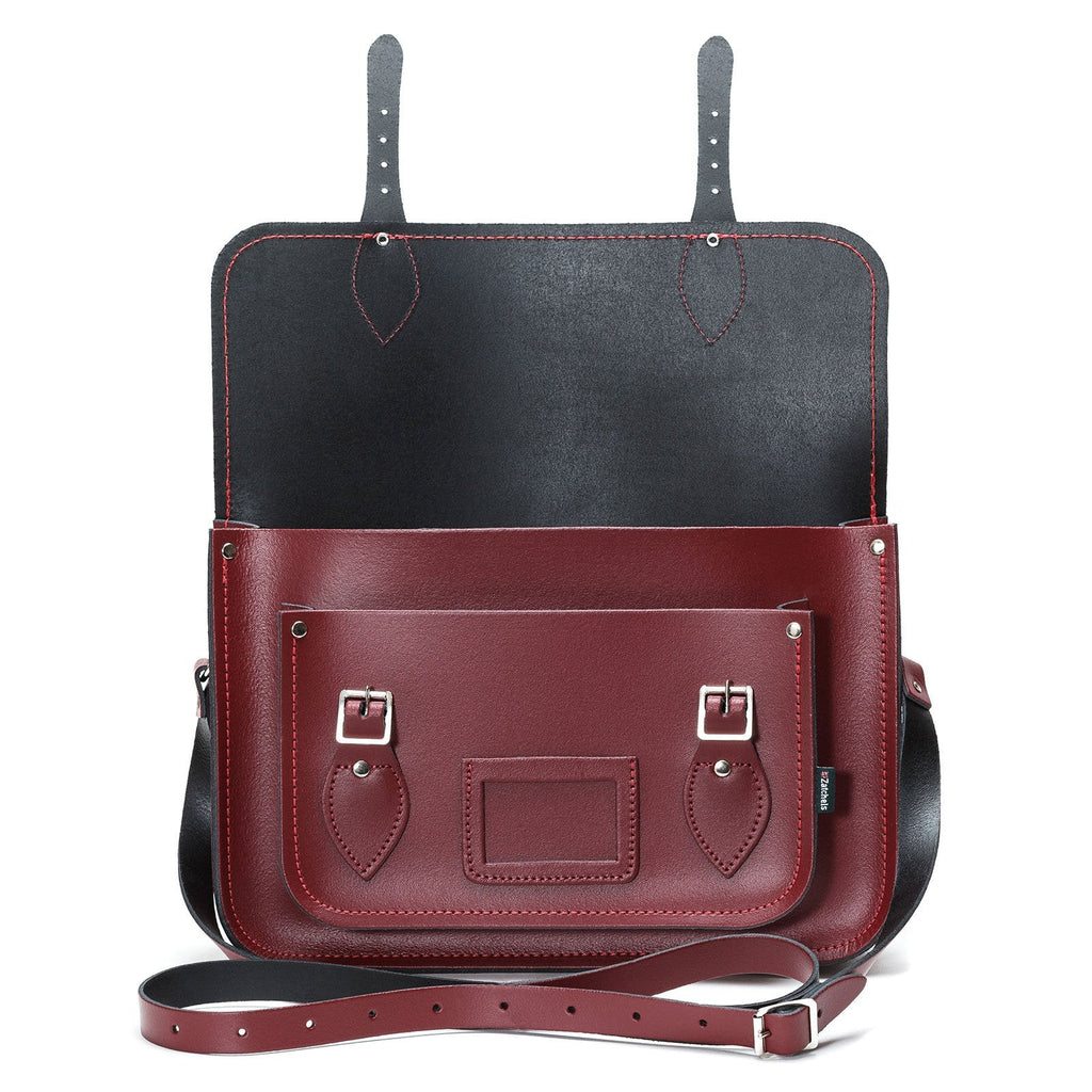 Handmade Leather Satchel in Oxblood Red
