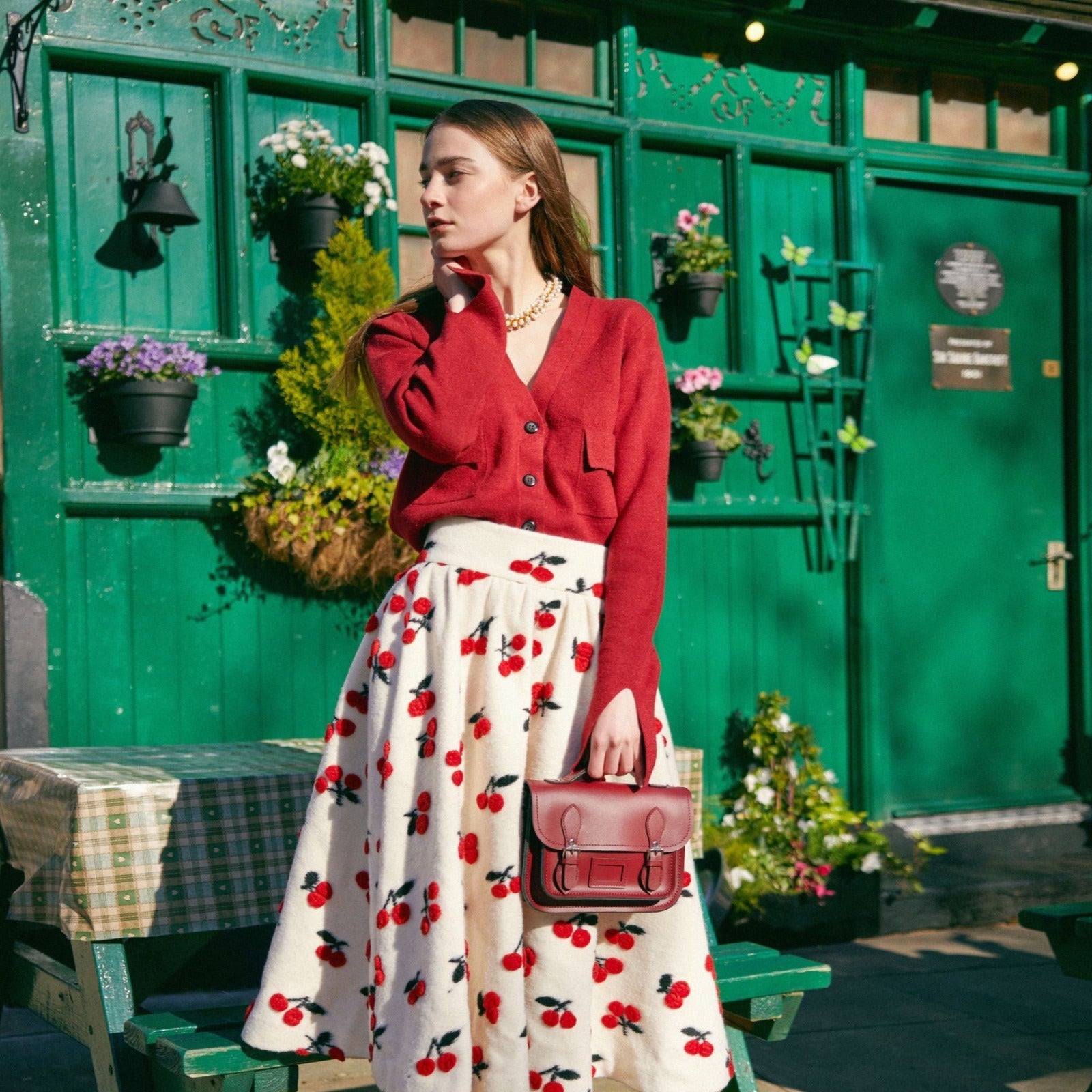 Pastel Violet Leather Midi Satchel