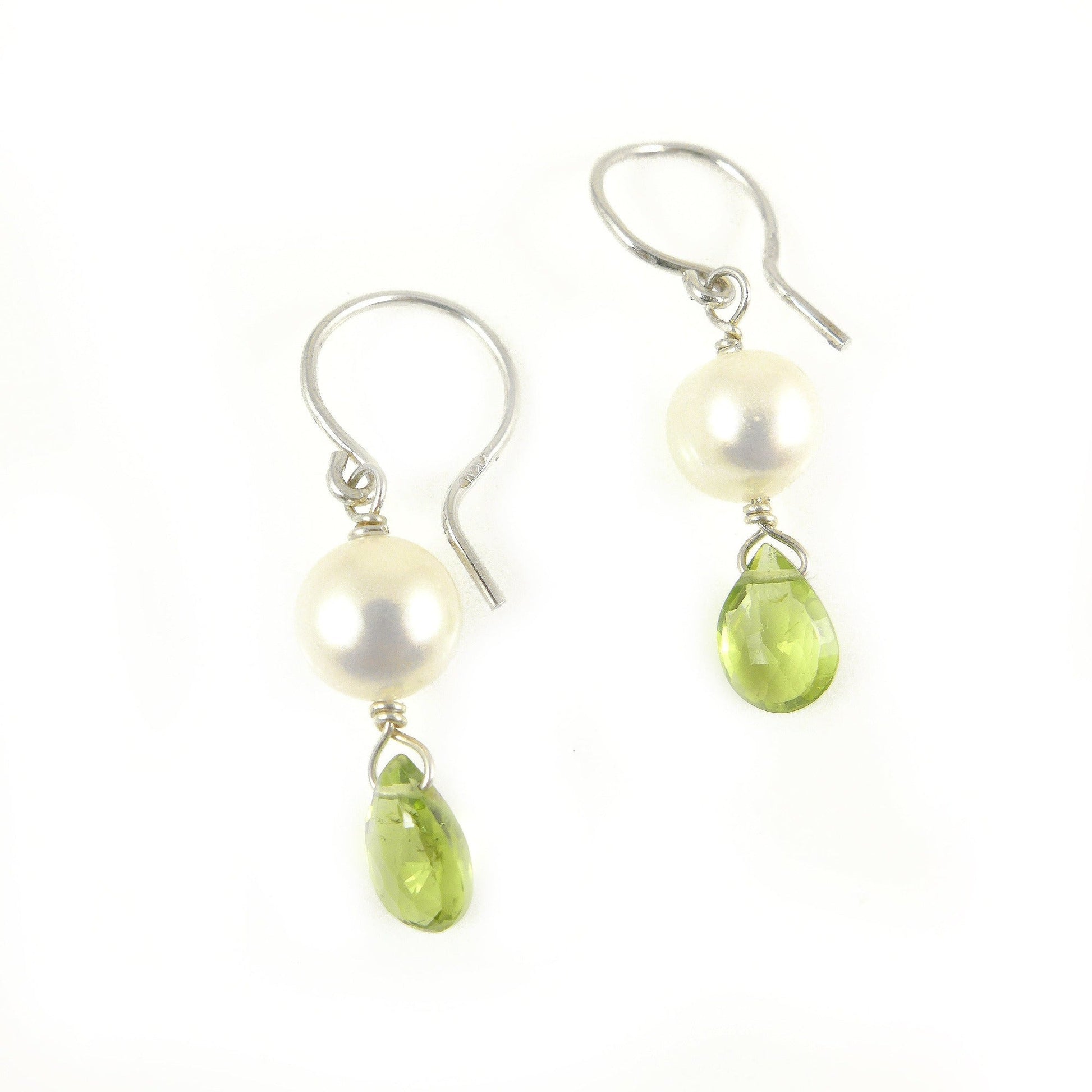 Peridot & Pearl Silver Earrings