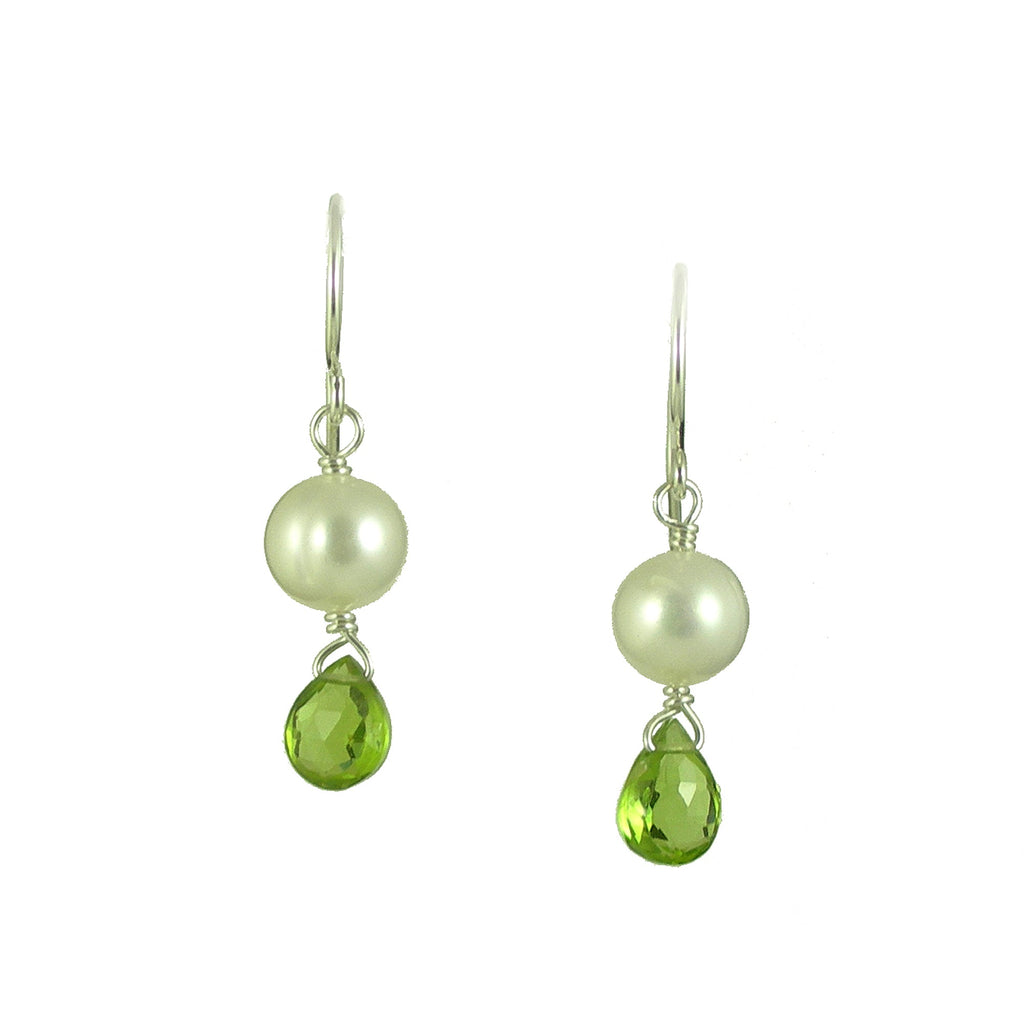 Peridot & Pearl Silver Earrings