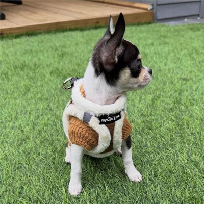 Step In Soft Touch Suede Faux Fur Lined Puppy and Small Dog Harness Mocha