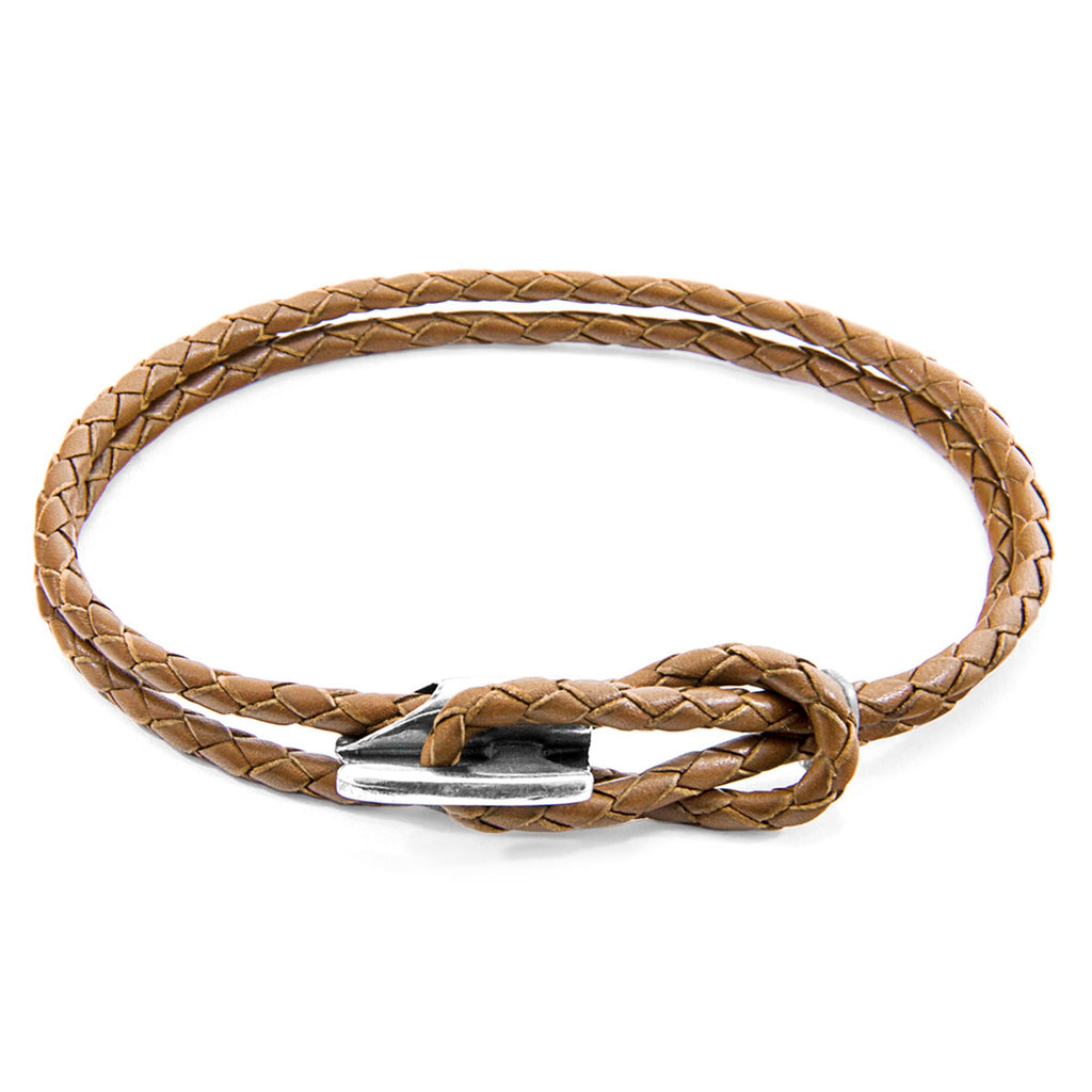 Refined Elegance with the Padstow Silver & Braided Leather Bracelet by ANCHOR & CREW at www.brixbailey.com
