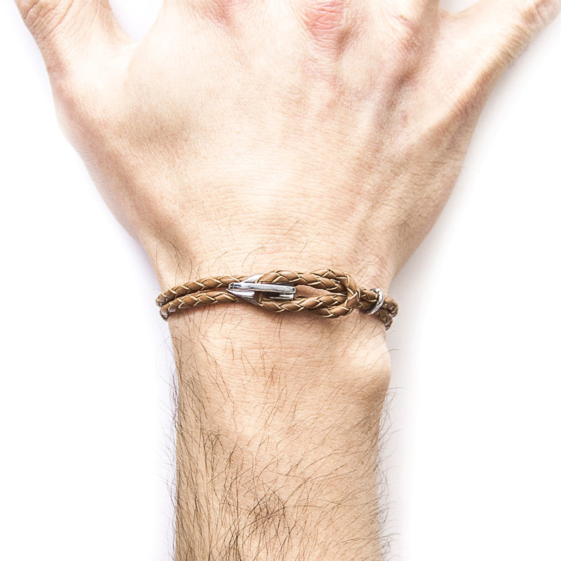 Refined Elegance with the Padstow Silver & Braided Leather Bracelet by ANCHOR & CREW at www.brixbailey.com