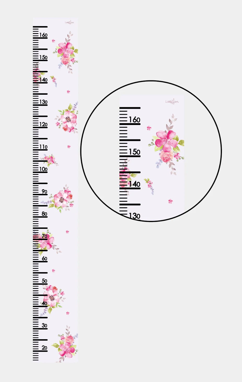 softly lit princess growth chart on a nursery wall with morning light