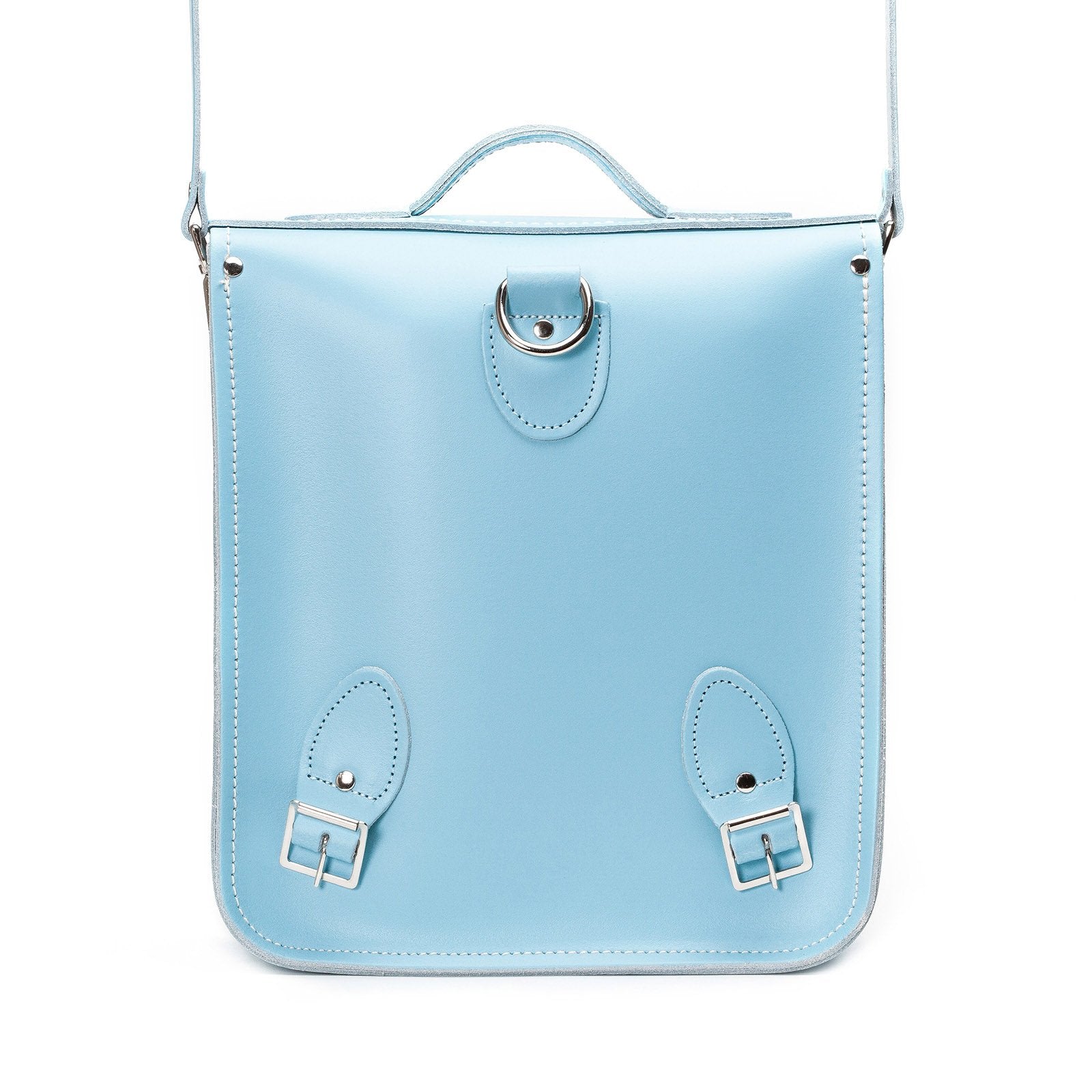 Handmade Leather City Backpack in Pastel Baby Blue