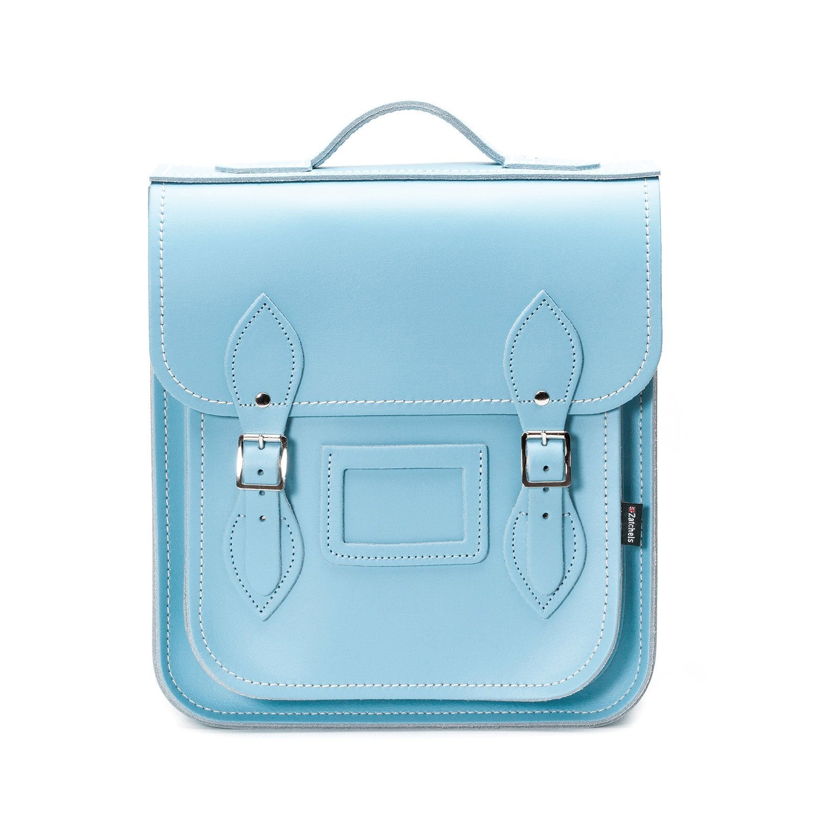 Handmade Leather City Backpack in Pastel Baby Blue